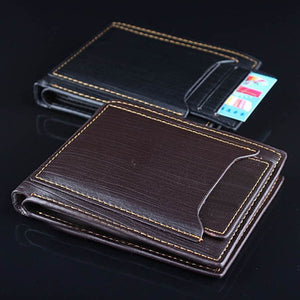 Men Fashion Faux Leather Business Casual Bifold Credit Card Slots Wallet Purse