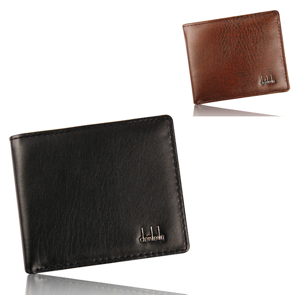 Cartera plegable de piel sintética para hombre, tarjetero de crédito/identificación, monedero corto y delgado