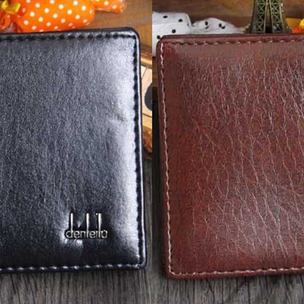 Cartera plegable de piel sintética para hombre, tarjetero de crédito/identificación, monedero corto y delgado