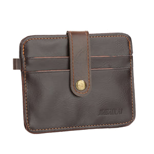Men's Faux Leather Slim Money Clip Wallet ID Credit Card Holder Button Case