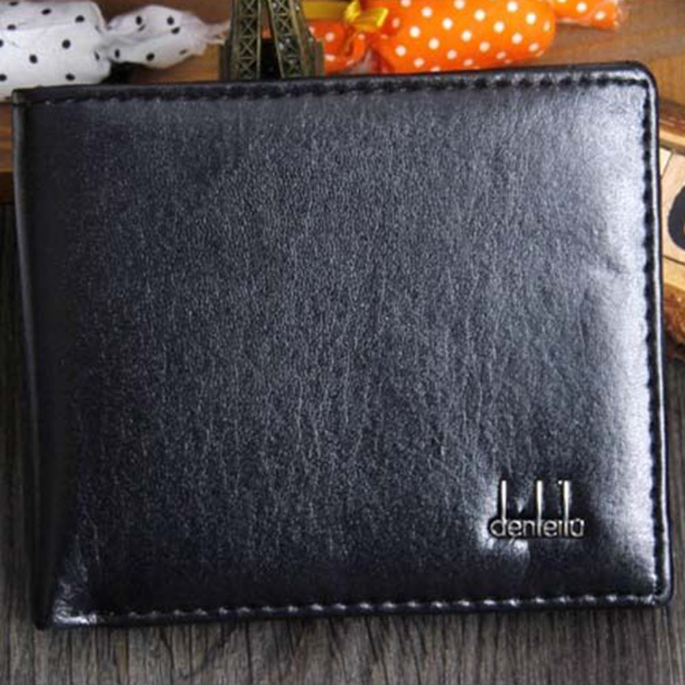 Cartera plegable de piel sintética para hombre, tarjetero de crédito/identificación, monedero corto y delgado