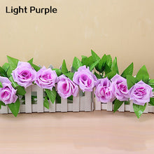 Cargar imagen en el visor de la galería, Artificial flor de rosa de seda falsa hiedra vid guirnalda colgante boda DIY decoración del hogar
