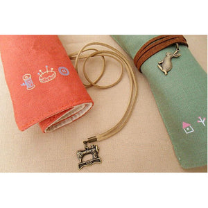 Creative Canvas Stationery Bag Pen Pencil Holder Roll Up Brush Makeup Case Pouch