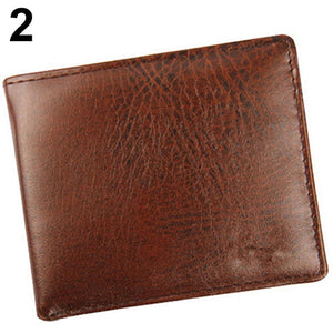 Men's Faux Leather Wallet Coin Card Money Holder Horizontal Bifold Slim Purse