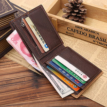 Load image into Gallery viewer, Men Coffee Full-Grain Leather Bifold Wallet Credit Card Holder Slim Coin Purse
