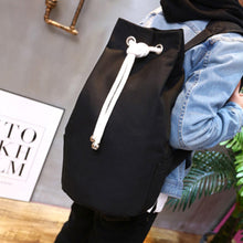 Load image into Gallery viewer, Men&#39;s Solid Color Drawstring Canvas Large Capacity Bucket Bag Casual Backpack
