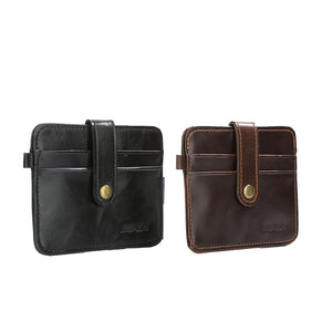 Men's Faux Leather Slim Money Clip Wallet ID Credit Card Holder Button Case