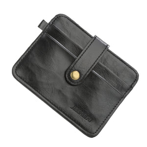 Men's Faux Leather Slim Money Clip Wallet ID Credit Card Holder Button Case