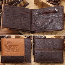 Load image into Gallery viewer, Men Coffee Full-Grain Leather Bifold Wallet Credit Card Holder Slim Coin Purse
