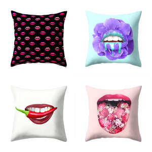 Hot Sexy Lips Print Square Throw Pillow Cover Cushion Case Car Home Sofa Decor
