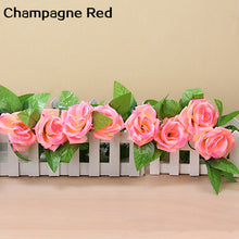 Cargar imagen en el visor de la galería, Artificial flor de rosa de seda falsa hiedra vid guirnalda colgante boda DIY decoración del hogar
