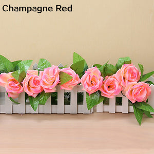Artificial flor de rosa de seda falsa hiedra vid guirnalda colgante boda DIY decoración del hogar