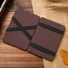 Load image into Gallery viewer, Men Vintage Faux Leather Money Clip Card Holder Pocket Slim Bifold Magic Wallet
