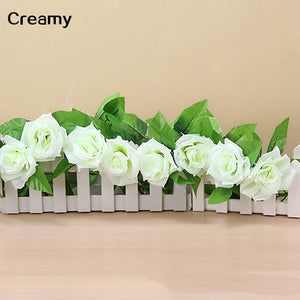 Artificial flor de rosa de seda falsa hiedra vid guirnalda colgante boda DIY decoración del hogar