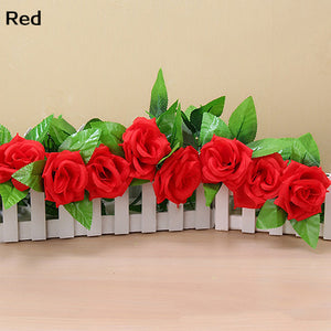 Artificial flor de rosa de seda falsa hiedra vid guirnalda colgante boda DIY decoración del hogar