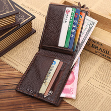 Load image into Gallery viewer, Men Coffee Full-Grain Leather Bifold Wallet Credit Card Holder Slim Coin Purse
