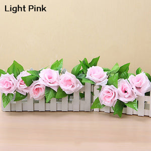 Artificial flor de rosa de seda falsa hiedra vid guirnalda colgante boda DIY decoración del hogar
