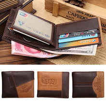 Load image into Gallery viewer, Men Coffee Full-Grain Leather Bifold Wallet Credit Card Holder Slim Coin Purse
