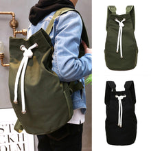 Load image into Gallery viewer, Men&#39;s Solid Color Drawstring Canvas Large Capacity Bucket Bag Casual Backpack
