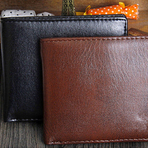 Men's Faux Leather Wallet Coin Card Money Holder Horizontal Bifold Slim Purse