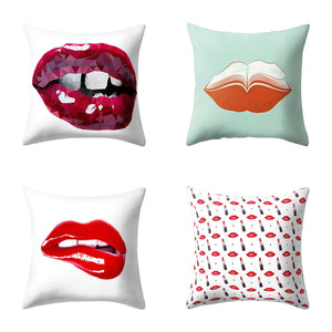 Hot Sexy Lips Print Square Throw Pillow Cover Cushion Case Car Home Sofa Decor