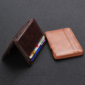 Men's Fashion Magic Faux Leather Slim Wallet Money Clip Card Holder Purse