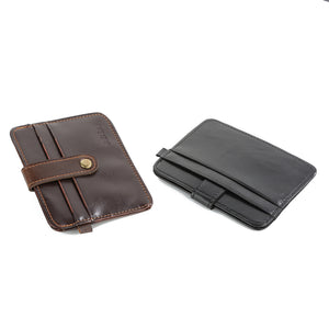 Men's Faux Leather Slim Money Clip Wallet ID Credit Card Holder Button Case