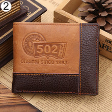 Load image into Gallery viewer, Men Coffee Full-Grain Leather Bifold Wallet Credit Card Holder Slim Coin Purse
