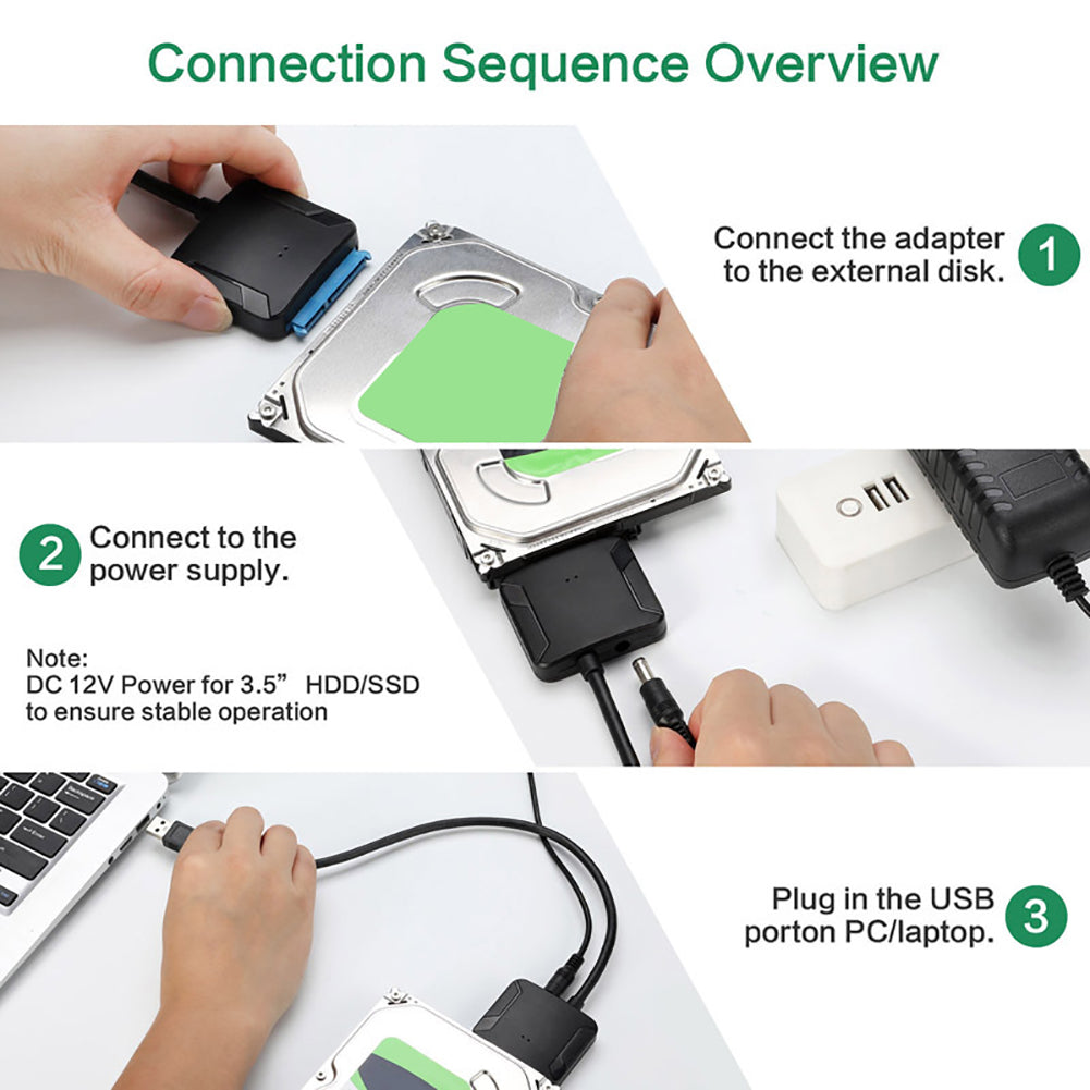 Adaptador de línea de Cable convertidor de disco duro SATA a USB 3,0 2,5/3,5 HDD SSD