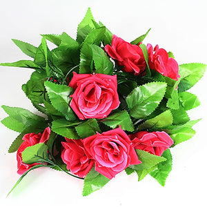 Artificial flor de rosa de seda falsa hiedra vid guirnalda colgante boda DIY decoración del hogar