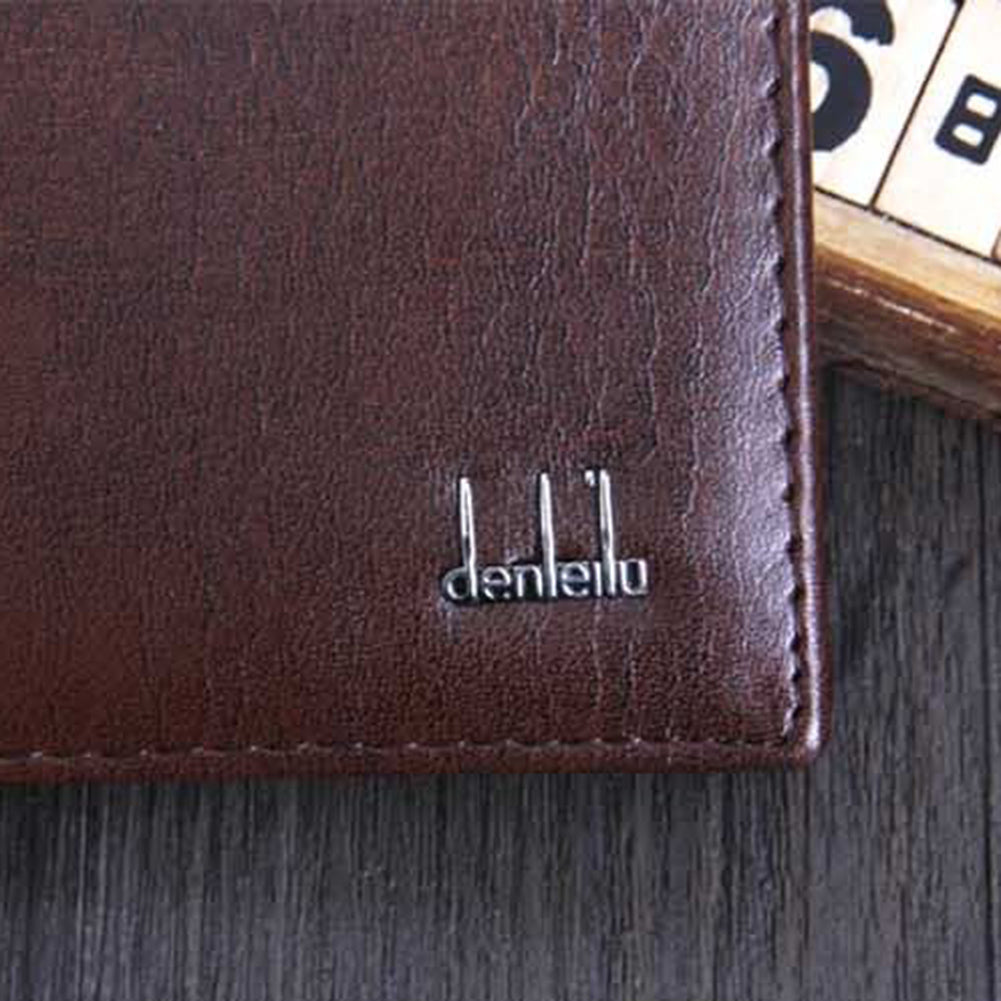 Cartera plegable de piel sintética para hombre, tarjetero de crédito/identificación, monedero corto y delgado