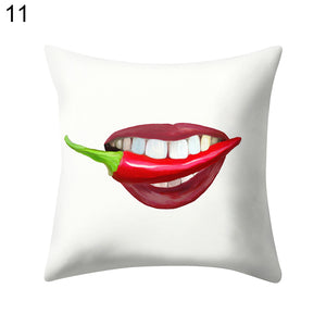 Hot Sexy Lips Print Square Throw Pillow Cover Cushion Case Car Home Sofa Decor