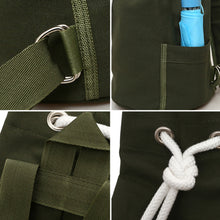 Load image into Gallery viewer, Men&#39;s Solid Color Drawstring Canvas Large Capacity Bucket Bag Casual Backpack
