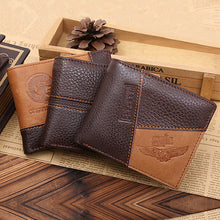 Load image into Gallery viewer, Men Coffee Full-Grain Leather Bifold Wallet Credit Card Holder Slim Coin Purse
