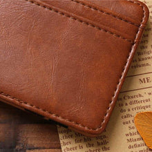 Load image into Gallery viewer, Men Vintage Faux Leather Money Clip Card Holder Pocket Slim Bifold Magic Wallet

