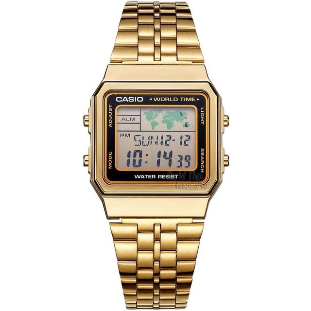Reloj Casio, reloj dorado, conjunto para hombre, marca de lujo, LED digital, resistente al agua, reloj de cuarzo para hombre, reloj de pulsera deportivo militar, reloj masculino