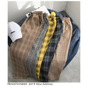 Privathinker Men Women Korean Black Plaid Casual Pants 2020 Mens Streetwear Harem Pants Male Checkered Trousers Plus Size