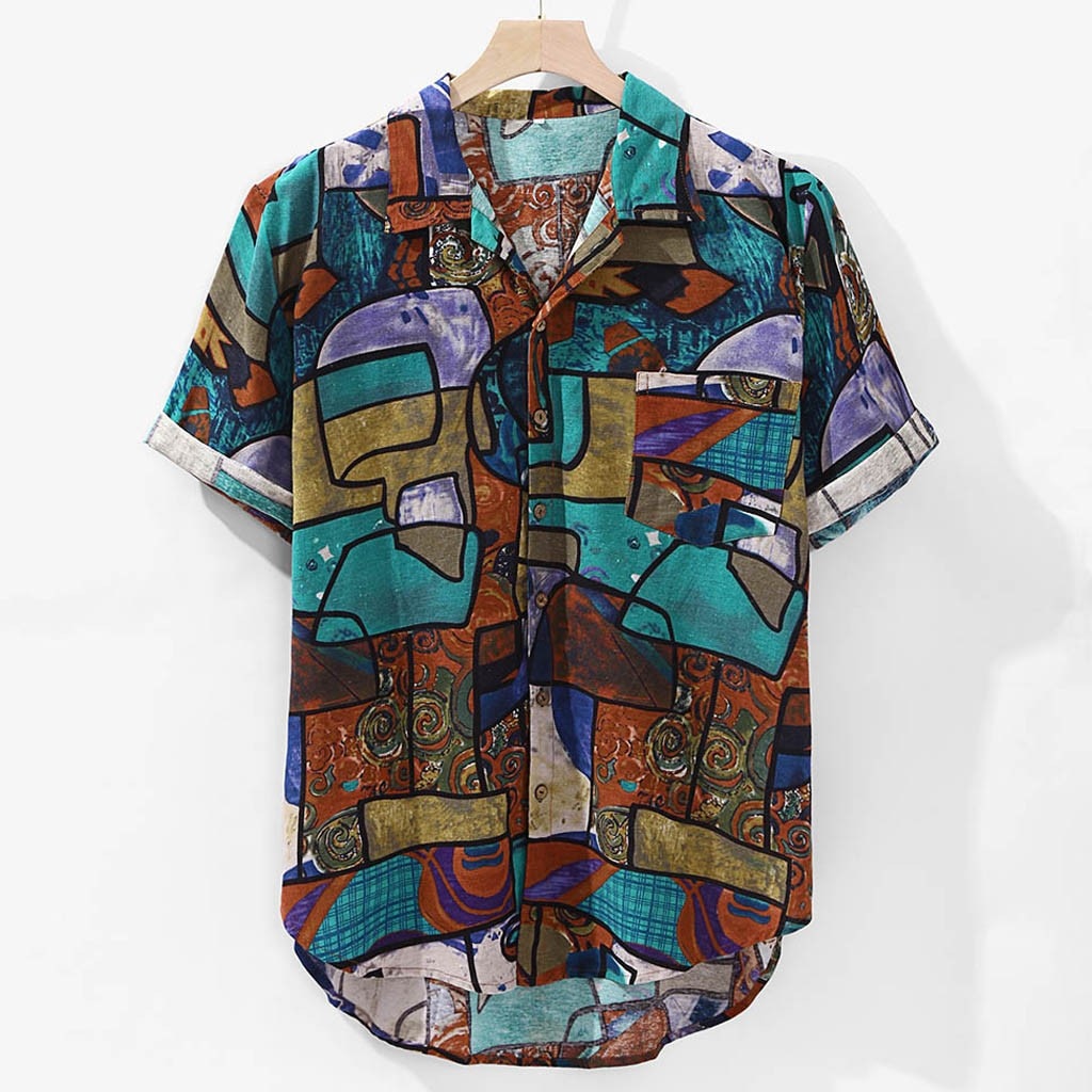 Womail 2019 nuevas llegadas camisa de marca de impresión Casual para hombres camisetas de manga corta con botones moda suelta para hombres camisa hawaiana de playa M-4XL