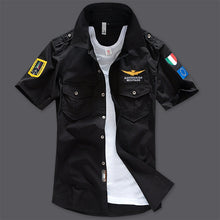 Load image into Gallery viewer, New Men&#39;s Shirts Short Sleeve Summer Beach Embroidered Tops High Quality Military Cotton Air Force One MA Casual Shirts 6XL
