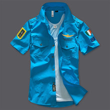 Load image into Gallery viewer, New Men&#39;s Shirts Short Sleeve Summer Beach Embroidered Tops High Quality Military Cotton Air Force One MA Casual Shirts 6XL
