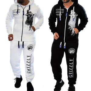 ZOGGA Brand Mens Jogger Sets Casual 2 Piece Set Tops with Pants Sweat Suit Print Black White Men Outfits Fashion Tracksuit man