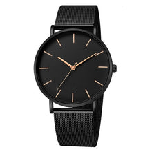 Load image into Gallery viewer, Relógio de luxo masculino relógio de malha ultra-fino aço inoxidável pulseira preta relógios de pulso masculino reloj hombre relogio masculino

