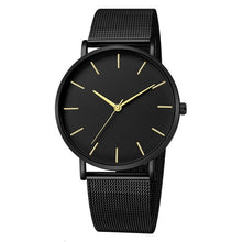 Load image into Gallery viewer, Relógio de luxo masculino relógio de malha ultra-fino aço inoxidável pulseira preta relógios de pulso masculino reloj hombre relogio masculino
