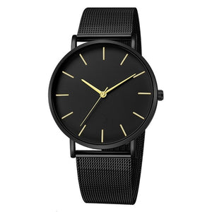 Relógio de luxo masculino relógio de malha ultra-fino aço inoxidável pulseira preta relógios de pulso masculino reloj hombre relogio masculino