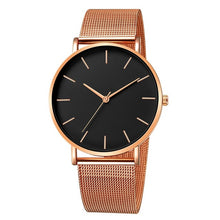 Load image into Gallery viewer, Relógio de luxo masculino relógio de malha ultra-fino aço inoxidável pulseira preta relógios de pulso masculino reloj hombre relogio masculino
