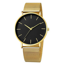 Load image into Gallery viewer, Relógio de luxo masculino relógio de malha ultra-fino aço inoxidável pulseira preta relógios de pulso masculino reloj hombre relogio masculino
