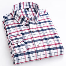 Load image into Gallery viewer, Men&#39;s Casual Long Sleeve Checkered Dress Shirts Standard-fit Comfortable Soft 100% Cotton Button-down Plaid Striped Tops Shirt
