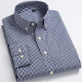 Camisas de vestir informales de manga larga a cuadros para hombre, camisas de vestir a cuadros con botones y 100% suave y cómodo de ajuste estándar a rayas