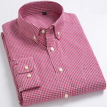 Load image into Gallery viewer, Men&#39;s Casual Long Sleeve Checkered Dress Shirts Standard-fit Comfortable Soft 100% Cotton Button-down Plaid Striped Tops Shirt
