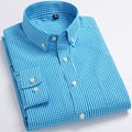 Camisas de vestir informales de manga larga a cuadros para hombre, camisas de vestir a cuadros con botones y 100% suave y cómodo de ajuste estándar a rayas